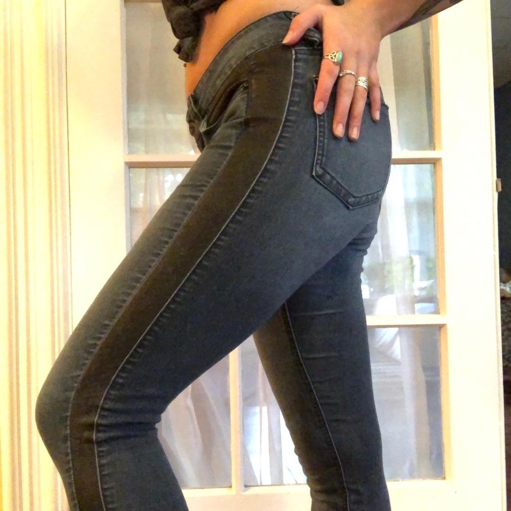 Jeans with leather details